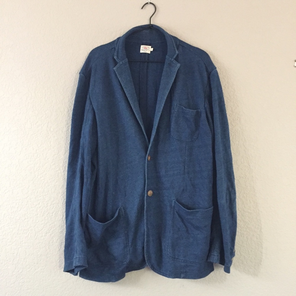 Faherty interloop denim blue knit blazer SZ Large